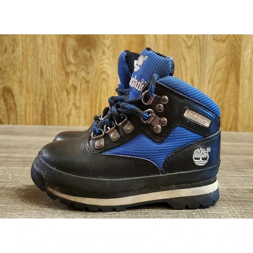 Timberland Euro Hiking Boots Toddler Size 7 Black Blue‎
